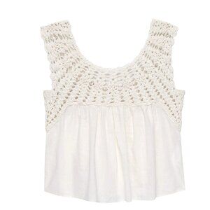 The Great Cotton Crochet Soleil Top in Cream White
